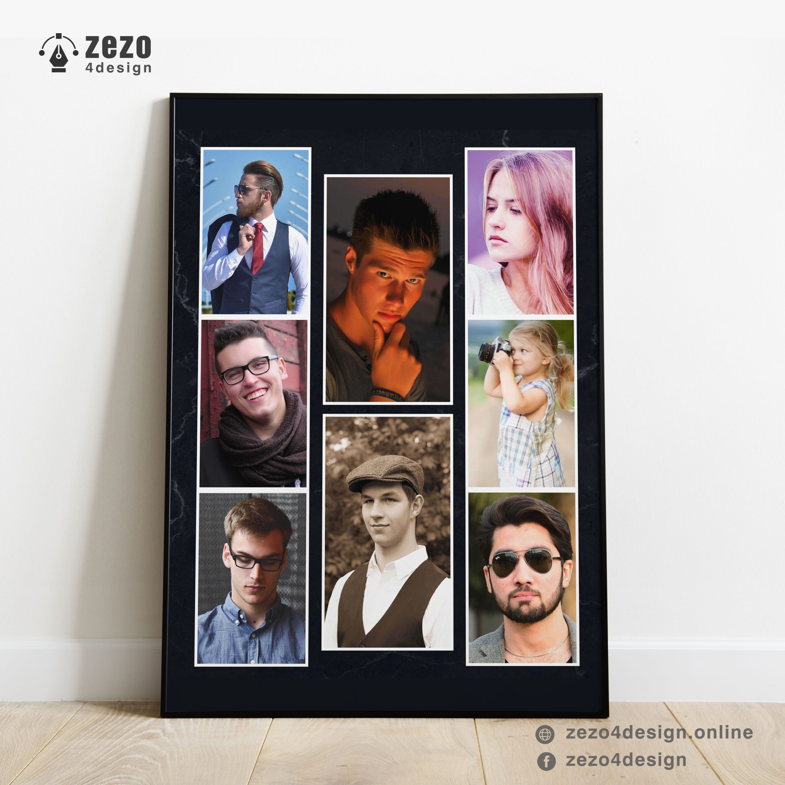 بورترية 8 صور وخلفية سوداء وعبارات رومانسية - هدايا