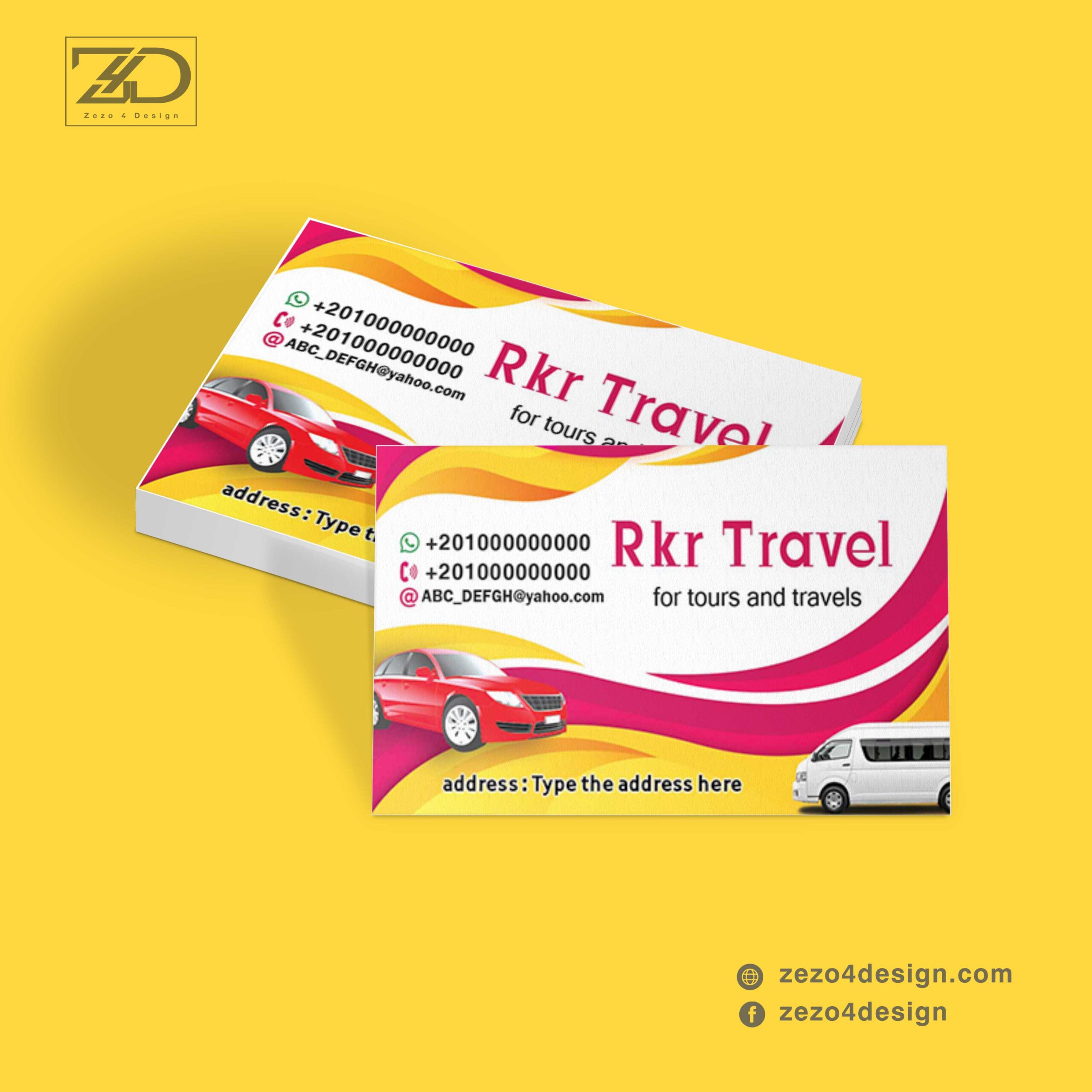 كارت شخصى للسفريات والرحلات الوان فاتحة ومميزة